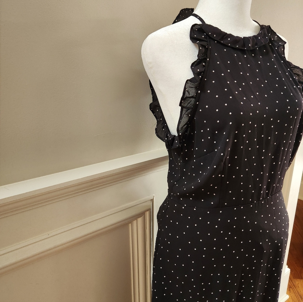 Who What Wear Black Halter Asymmetrical Dress with White Dots - Sm - Picture 8 of 8